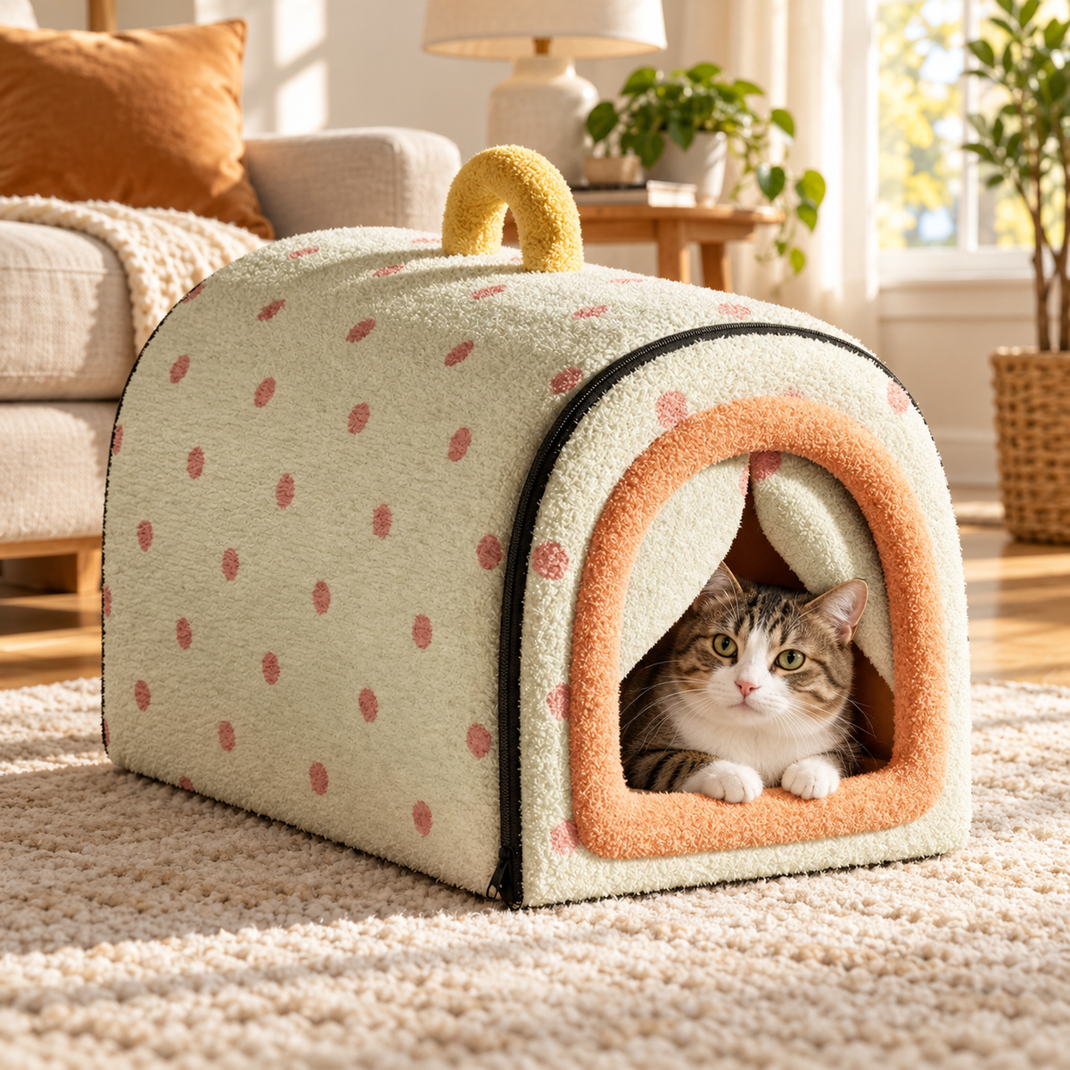 Soluvis Cozy Cave Bed for Cats & Small Dogs