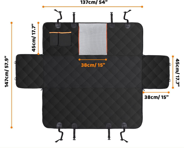 Dog car seat cover detailed dimensions