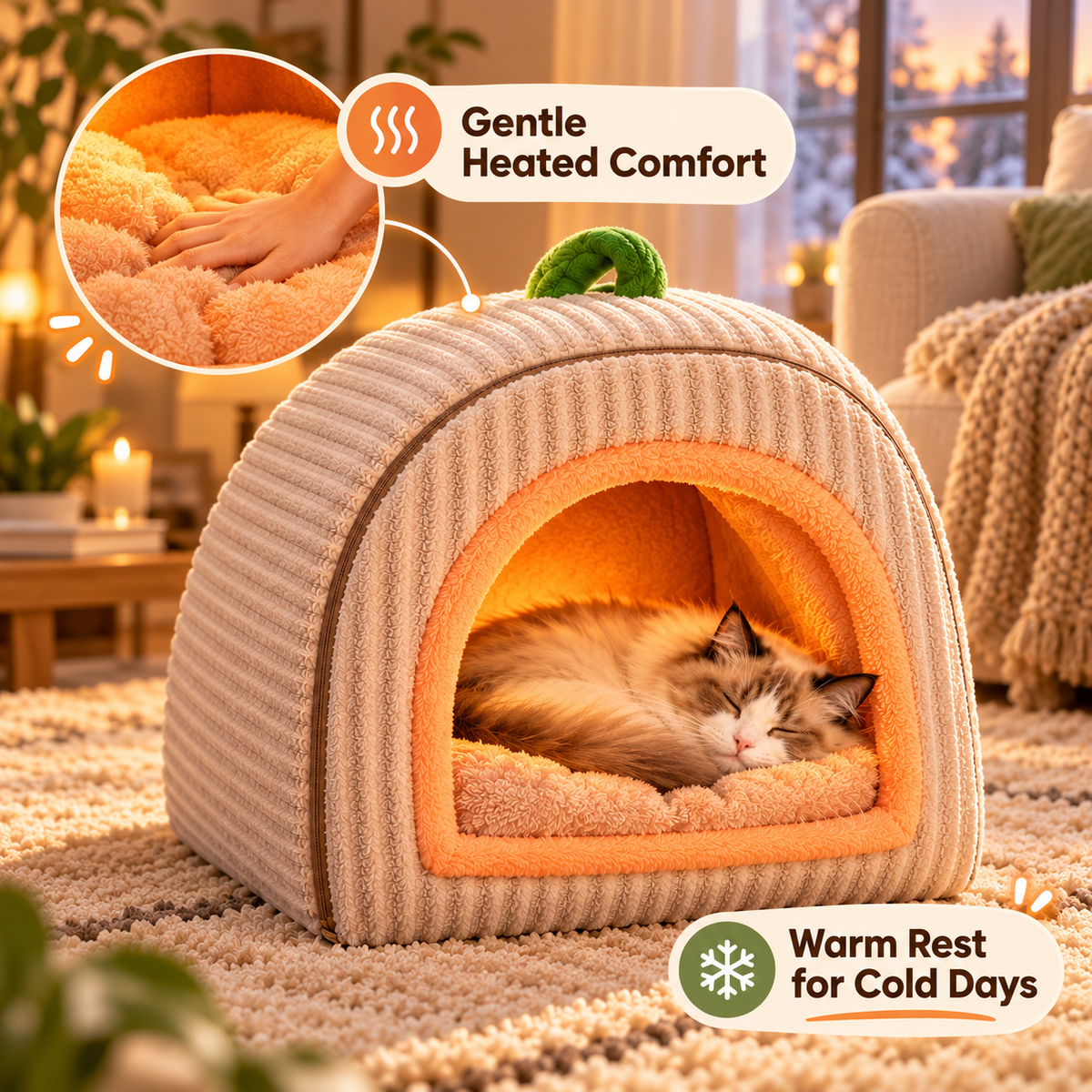 Soluvis Cozy Cave Bed for Cats & Small Dogs