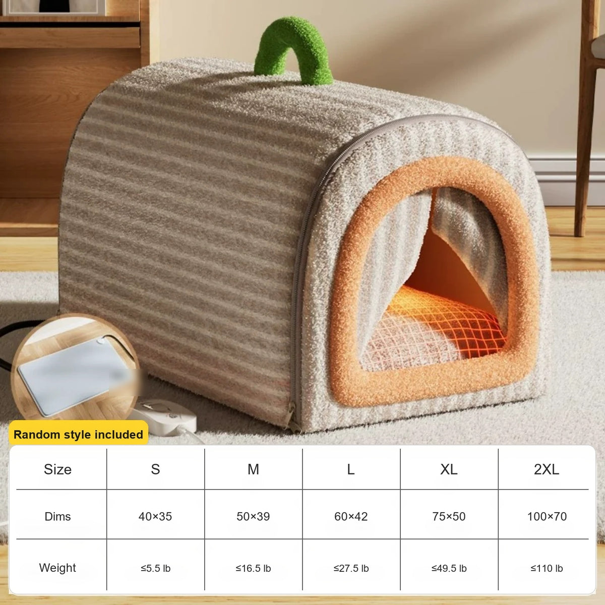 Soluvis gray cozy cave pet bed with size guide