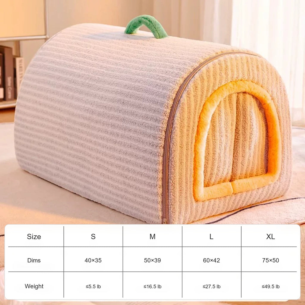 Soluvis gray cozy cave pet bed non-heated style with size guide