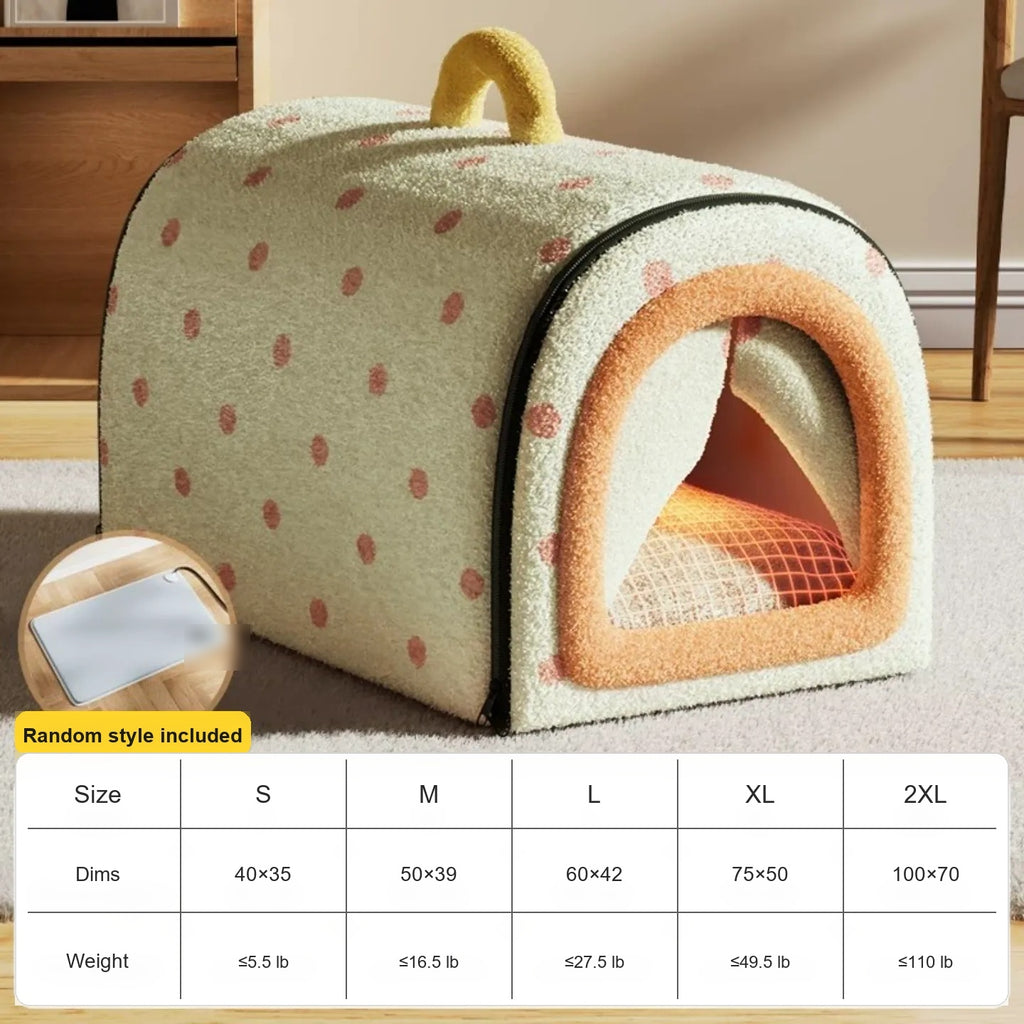 Soluvis pink green cozy cave pet bed with size guide