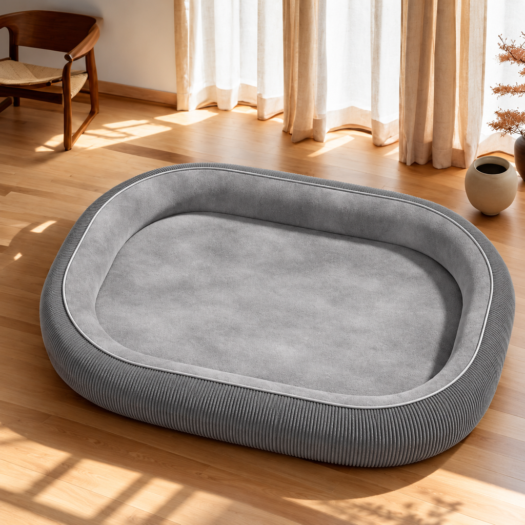 Gray CozyNest washable bolster pet bed