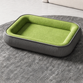 Green and gray CozyNest washable bolster pet bed