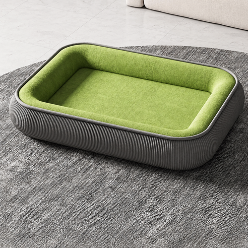 Green and gray CozyNest washable bolster pet bed