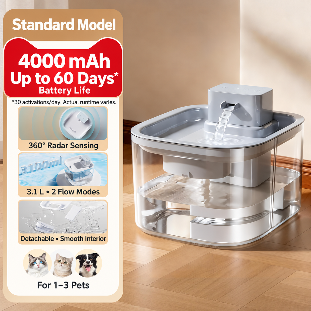 Soluvis pet water fountain — Plastic , Gray , Standard