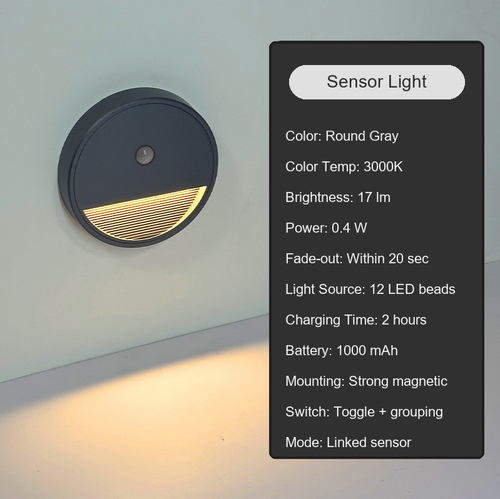 Round gray sensor light specifications