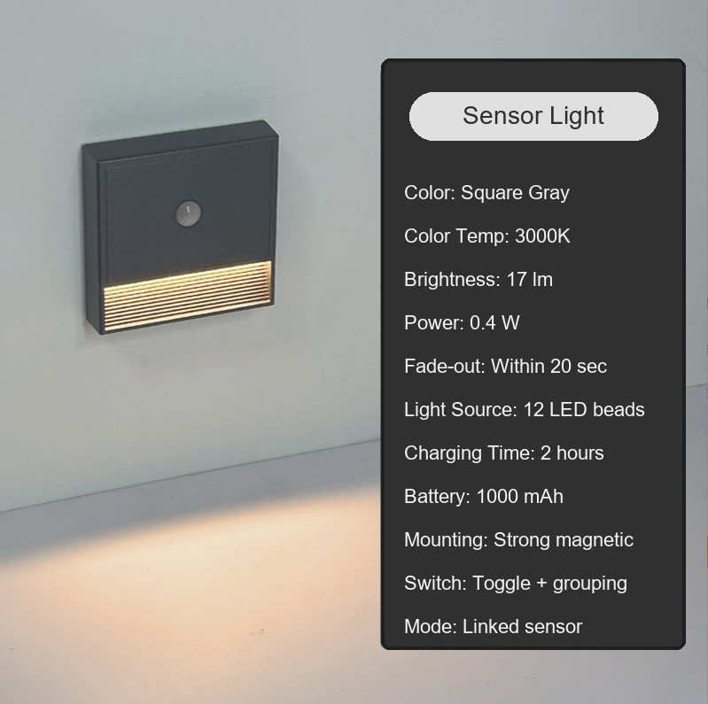 Square gray sensor light specifications
